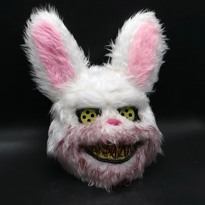 Scary Rabbit Mask Plush And Plastic Cosplay Rabbit Head Costume For Hallowee SAP - Image 1 of 4