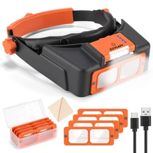 Headband Magnifier with Light Jeweler Magnifying Glass Loupe Visor Optivisor NEW - Picture 1 of 7