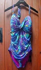 Biba Vibrant Tropical One Piece Tummy Control Costume Swimsuit Size 16 NEW - Picture 1 of 11