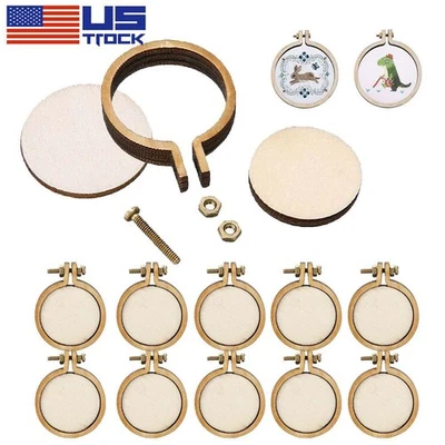 Mini aros bordados anillo pequeño redondo madera punto de cruz para marco Foto 1 de 4