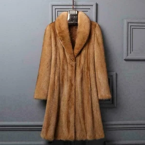 Real Mink Fur Long Thick Winter Ladies Coat Lapel Jacket Warm Parka Size M-4XL#A - Picture 1 of 16