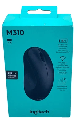 Logitech Full-Size Ambidextrous Black Wireless Mouse M310 USB Rec New In Box - Image 1 of 4