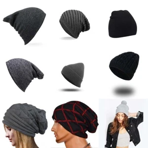 Neu Herren Damen Winter-Mützegerippter Bommelmütze Strick Mütze Baumwolle Acryl - Bild 1 von 72