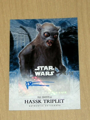 2016 Topps Star Wars Force Awakens autograph auto PURPLE Paul Warren 20/50 - Image 1 of 2