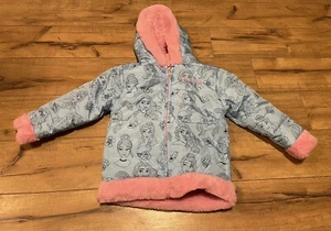 Disney Girls Pink & Blue Reversible Jacket Frozen Princesses 3T Furry Soft ~ EUC - Picture 1 of 6