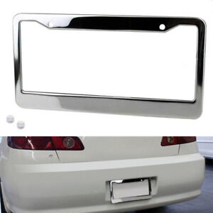 1PCS Chrome Stainless Steel Metal License Plate Frame Tag Cover With Screw C:da