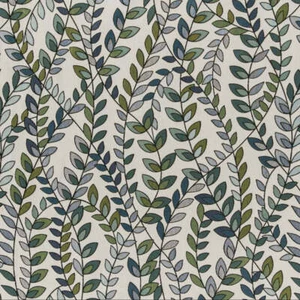 Grey Teal Olive Green Botanical Upholstery Drapery Fabric CF - Picture 1 of 4