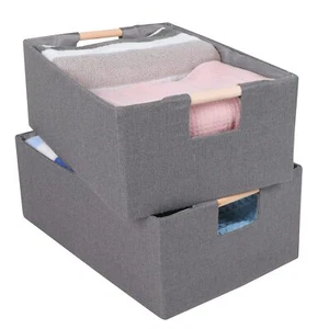 2pcs Storage Baskets For Organizing Collapsible Fabric Storage Bins Boxes With W - Picture 1 of 8
