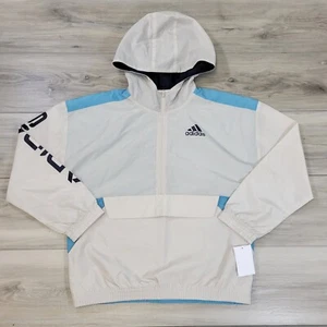 Adidas Jacket Kids Medium Light Gray Blue Windbreaker Scape Hoodie - Picture 1 of 9