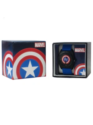 Captain America Shield Collector's Edition Analog Watch Marvel Silicone Band New - Image 1 of 4