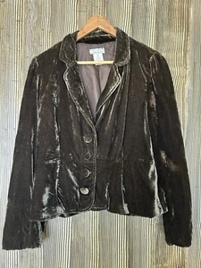 Vintage Uniform John Paul Richard Sz Petite Large Brown Velvet Blazer Equestrian - Picture 1 of 10