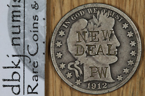 1921 D Barber Half Dollar - New Deal PW - Counter Stamp