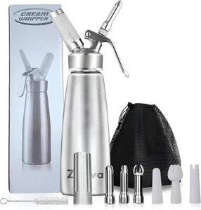 Whipped Cream Dispenser, Leak-Free Whip Cream Maker Canister 3 Decorating Nozzle - Picture 1 of 6