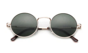New John Lennon Sunglasses Round Hippie Hipster Retro Gold Frame UV Protected - Picture 1 of 6