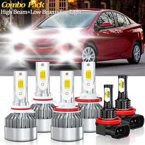 For Toyota Prius 2010-2015 White LED Headlight High Low Beam + Fog Light Bulbs - Picture 1 of 11
