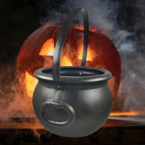 Black Cauldron Halloween Trick or Treat Bucket VTG from 1987 Plastic Witch Pot - Picture 1 of 5