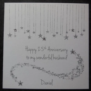 Personalised Handmade On Our 25th Silver Wedding Anniversary Card -Husband -Wife - Picture 1 of 3