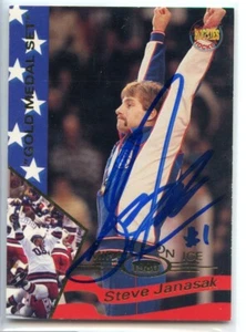 Tarjeta firmada por Steve Janaszak autografiada automática 1995 #16 Miracle on Ice 1980 - Imagen 1 de 1