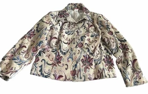 Oscar De La Renta Jacquard Tapestry Jacket 18W Boho 4 Buttons Lined Vintage - Picture 1 of 12