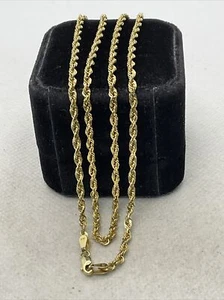 ELEGANT Solid 14K Yellow Gold Diamond Cut ROPE Chain Necklace 20” length 7.9gr. - Picture 1 of 19