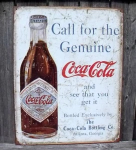 Coca Cola Sign Genuine Bottling Co. Atlanta,Ga Nostalgic New Metal 12 1/2 x 16in - Picture 1 of 5