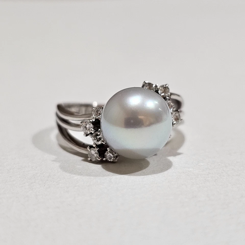 1669 TASAKI 9,8 мм культивированный южных морей жемчуг кольцо платина pt900 us7.25 из Японии - Изображение 1 из 1