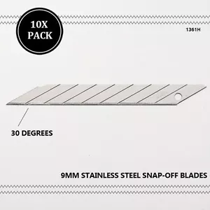 Vinyl Cutting 9mm Stainless Steel Snap-Off Blades 10x Pack 30° Utility Knife - Picture 1 of 3