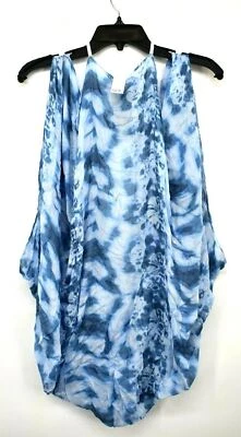 Стойка женская Nordstrom синяя кафтан открытая спереди выстиранная цветочный кокон накидка OS - Изображение 1 из 4