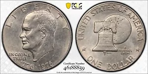 1976 US $1 Eisenhower Type 2 coin. Graded by PCGS as AU55 -About Uncirculated 55 - Picture 1 of 3