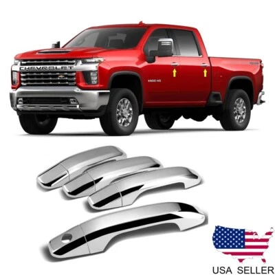 Cubiertas de manija de puerta cromadas para Chevy Silverado GMC Sierra 2500HD 3500HD 2020-2025 Foto 1 de 2