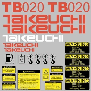 Takeuchi TB020 Decal Kit Mini Excavator repro Decal Set stickers kit - Picture 1 of 1