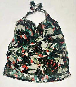Women's Plus Size Ruffle Halter Tankini Top - Aqua Green Floral 18W - Picture 1 of 3