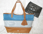 VINCE CAMUTO Edena TOTE BAG Purse Blue Denim & Brown Leather NEW with TAGS $298