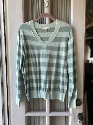 Свитер Merona синий/зеленый в полоску хлопок с длинным рукавом размер XL - Изображение 1 из 4