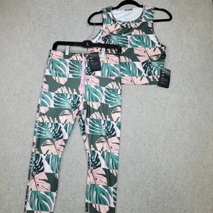Nike Fast Crop Running Leggings Tank Sweatsuit Tropical Print Womens M/L CJ2162 - Picture 1 of 20
