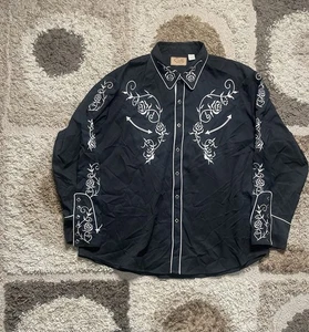 Scully Western Hemd Herren 3XL schwarz weiß bestickt Cowboy Rodeo selten - Bild 1 von 6