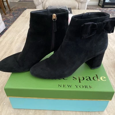Kate Spade New York Holly Black Suede Leather Booties, 9 M - Image 1 of 4
