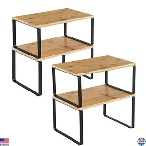 Juego de 4 estantes organizadores de cocina apilables, metal y madera, estante para especias, - Imagen 1 de 6