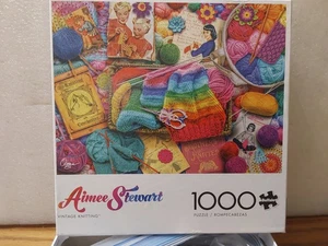 Aimee Stewart Vintage Knitting 1000 Pc Jigsaw Puzzle Buffalo w Poster - Picture 1 of 3