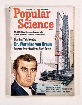 1963 Jan POPULAR SCIENCE Wernher von Braun MOON ROCKETS Jeep Wagoneer COLD WAR - Image 1 of 4