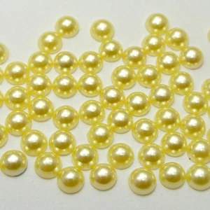 800 Yellow Half Pearl Round Flatback Beads 6mm Imitation Pearls Scrapbook - Picture 1 of 5