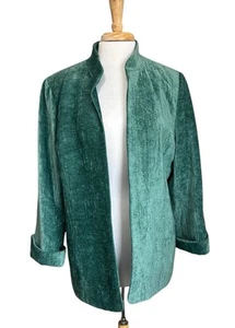 Koret Size 16 Women Aqua Green Solid Tapestry Button Open Blazer Jacket - Picture 1 of 7