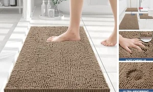 Luxury Chenille Bathroom Rugs 24x16, Extra Soft and 24'' x 16'' Camel - Picture 1 of 7