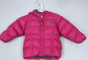 The North Face Infant Baby 3-6 Mo Pink Puffer Hooded Coat Jacket Down Filled - Picture 1 of 9
