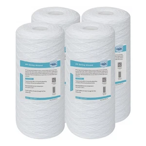 4 Pack 10"x4.5" 5 Micron String Wound Sediment Water Filter Whole House Big Blue - Picture 1 of 11