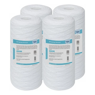4 Pack 10"x4.5" 5 Micron String Wound Sediment Water Filter Whole House Big Blue - Image 1 of 4