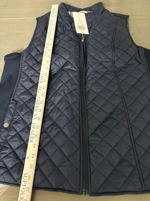 NUEVO CON ETIQUETAS Kim Rogers Mujer XL Chaleco Acolchado Cremallera Completa Lados Acanalados Azul Marino E-12 Foto 1 de 4