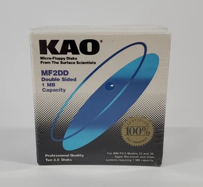 KAO 3,5 pulgadas Disquetes DSDD. Doble Cara Doble Densidad 1 MB Capacidad Nuevo Foto 1 de 3