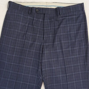 Brooks Brothers Regent Fit Dress Pants Stretch Wool Blue Plaid Flat Mens 39"x30" - Picture 1 of 9