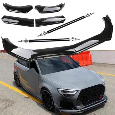 For Audi A3 Quattro/RS3 Front Bumper Lip Splitter Spoiler Strut Rods Body Kits - Image 1 of 4
